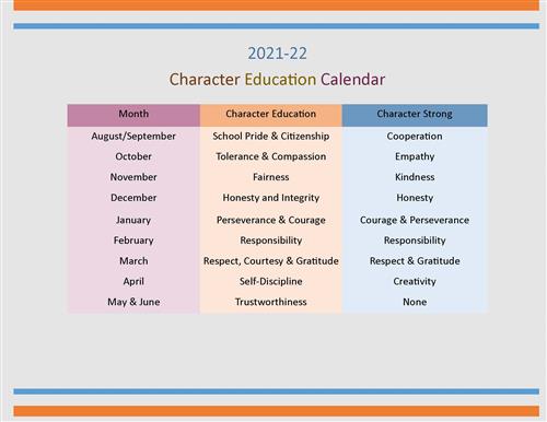 Character Education Calendar